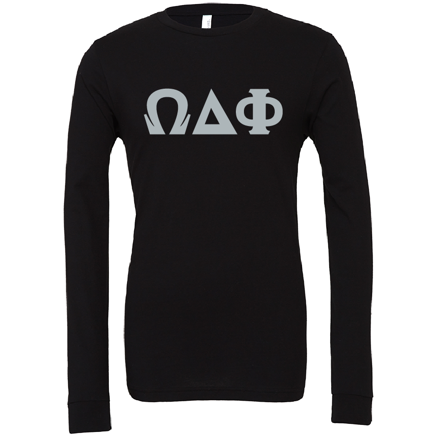 Omega Delta Phi Lettered Long Sleeve T-Shirts