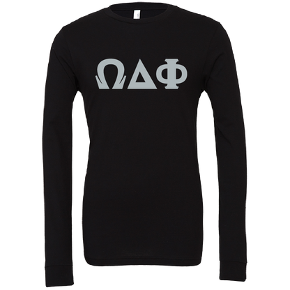 Omega Delta Phi Lettered Long Sleeve T-Shirts