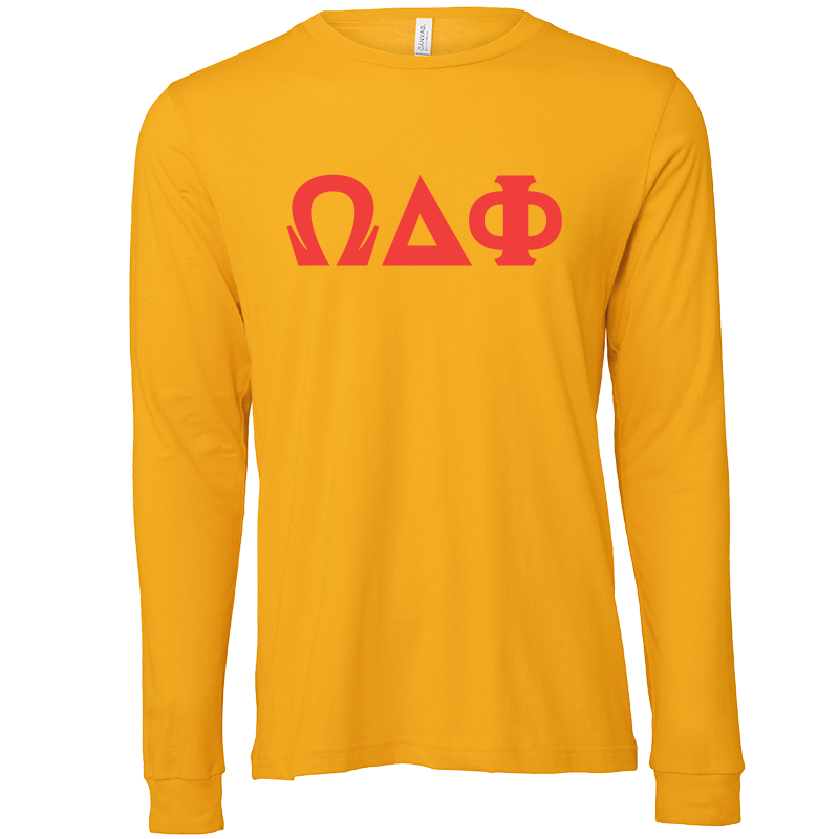 Omega Delta Phi Lettered Long Sleeve T-Shirts