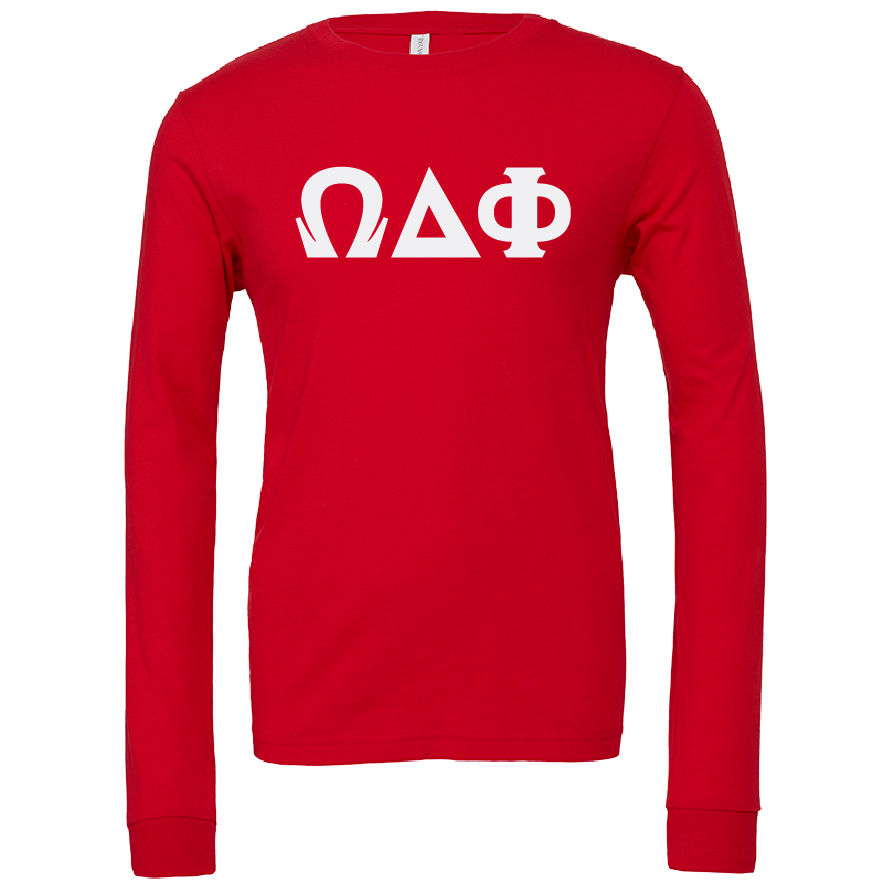 Omega Delta Phi Lettered Long Sleeve T-Shirts