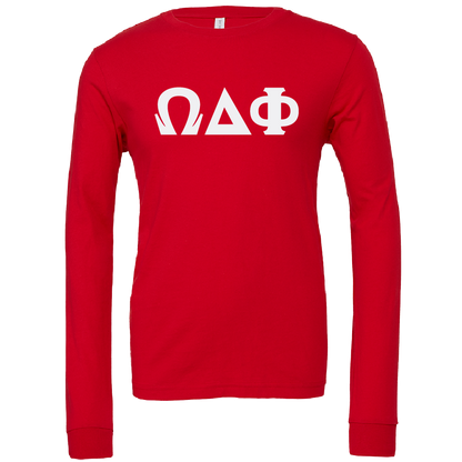 Omega Delta Phi Lettered Long Sleeve T-Shirts