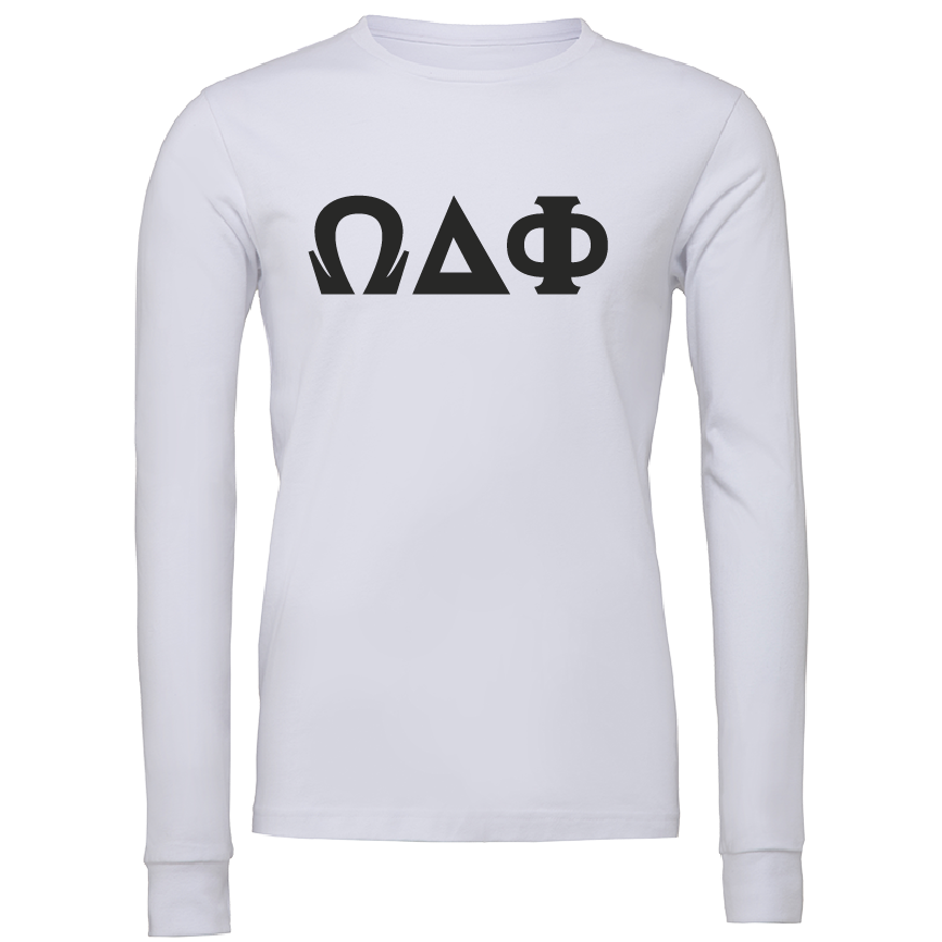 Omega Delta Phi Lettered Long Sleeve T-Shirts