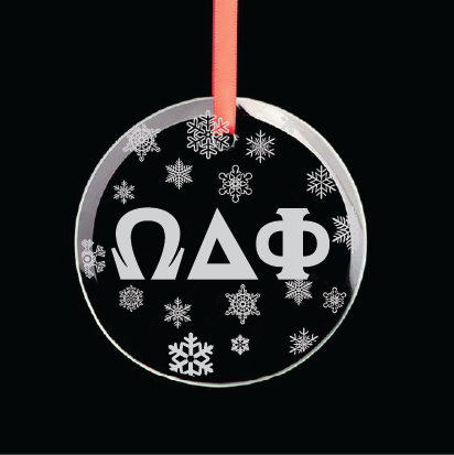 Omega Delta Phi Round Multi-Snowflake Ornament