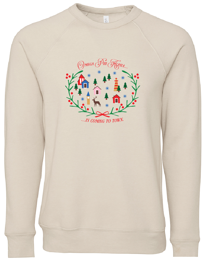 Omega Phi Alpha Christmas Village Crewneck