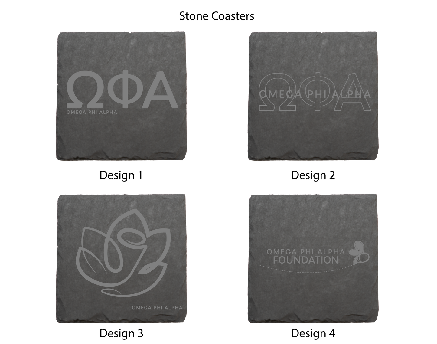 Omega Phi Alpha Stone Coasters - 4-Pack