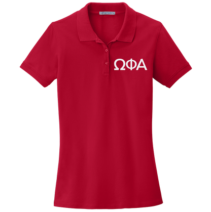 Omega Phi Alpha Ladies' Embroidered Polo Shirt