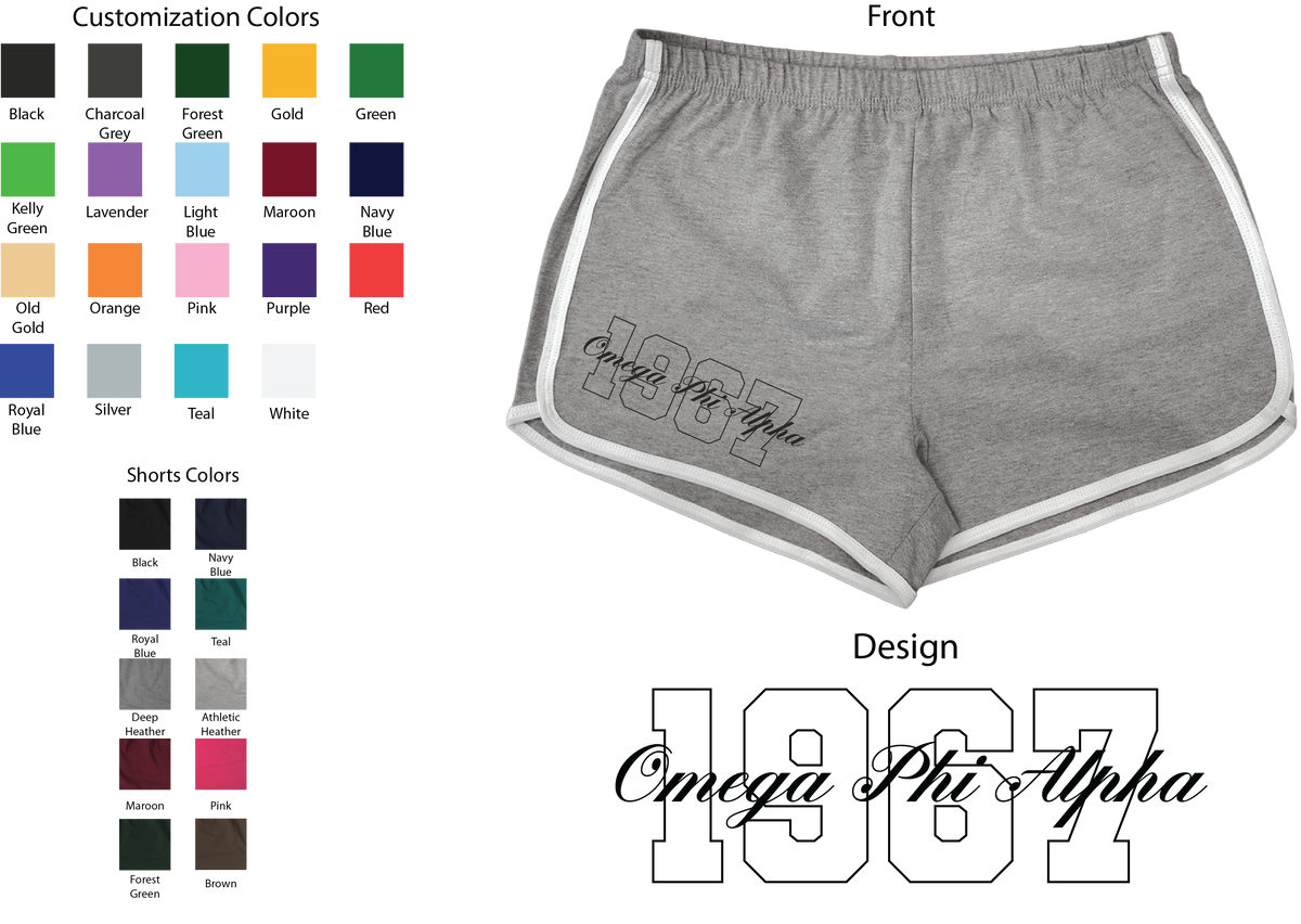 Omega Phi Alpha Year and Name Women's Shorts