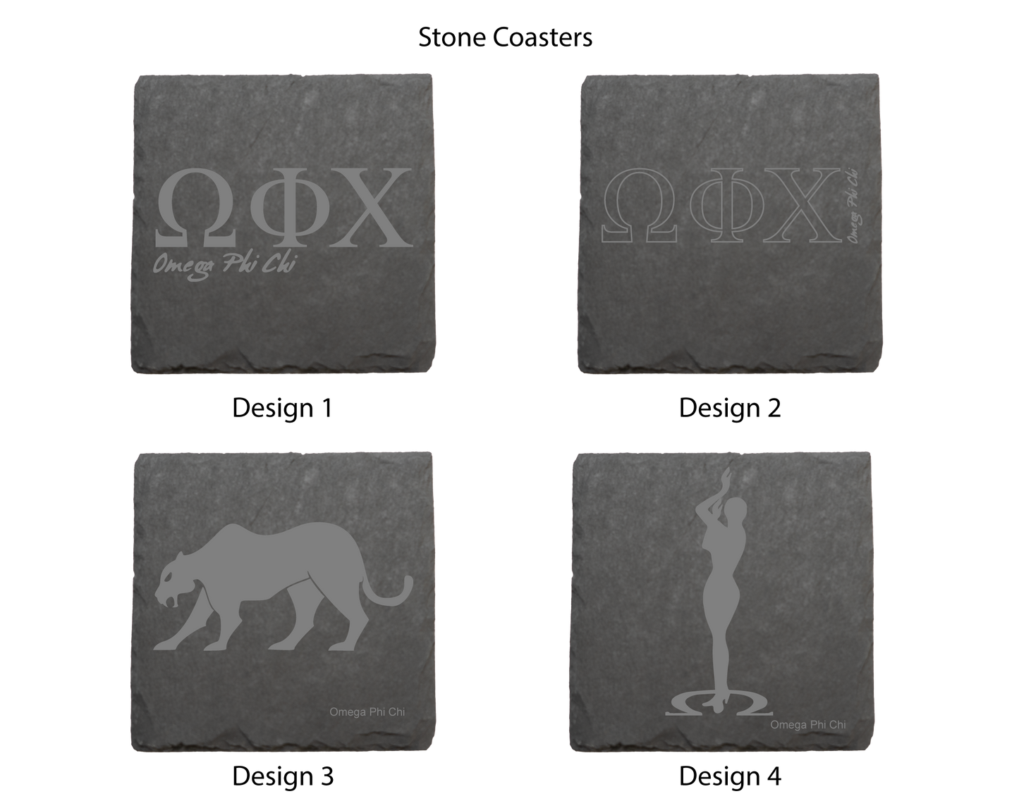 Omega Phi Chi Stone Coasters - 4-Pack