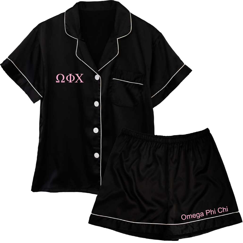 Omega Phi Chi Embroidered Ladies' Pajama Sets