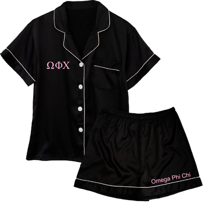 Omega Phi Chi Embroidered Ladies' Pajama Sets