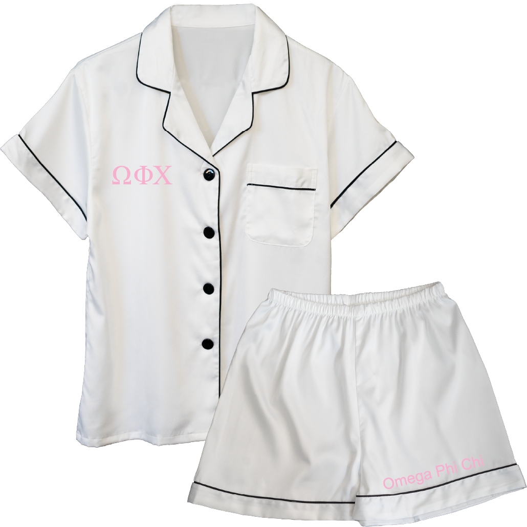 Omega Phi Chi Embroidered Ladies' Pajama Sets