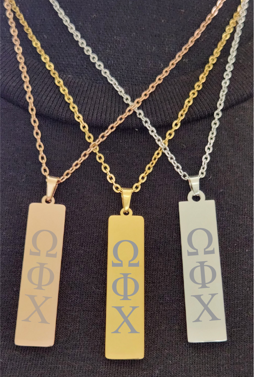 Omega Phi Chi Lettered Necklaces