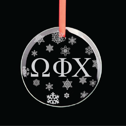 Omega Phi Chi Round Multi-Snowflake Ornament
