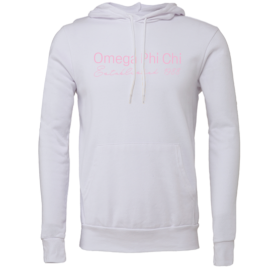 Omega Phi Chi Embroidered Printed Name Hooded Sweatshirts