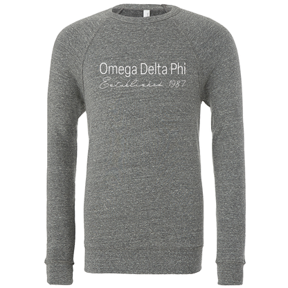 Omega Delta Phi Embroidered Printed Name Crewneck Sweatshirts