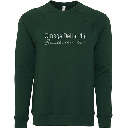 Omega Delta Phi Embroidered Printed Name Crewneck Sweatshirts