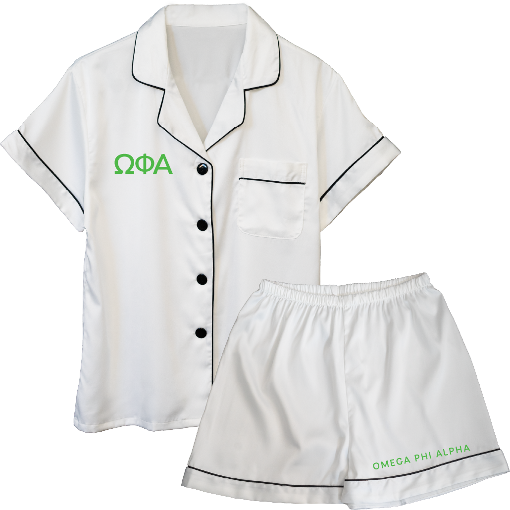 Omega Phi Alpha Embroidered Ladies' Pajama Sets