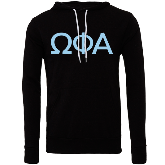 Omega Phi Alpha Embroidered Lettered Hooded Sweatshirts