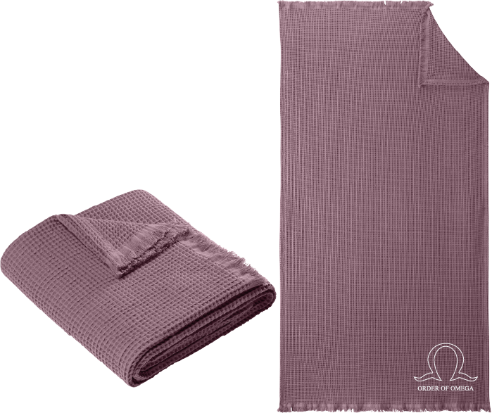 Purple textured blanket with 'AXP' branding on a white background