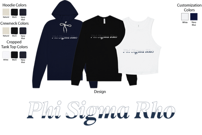 Phi Sigma Rho Stitched Outline Cropped Tanks