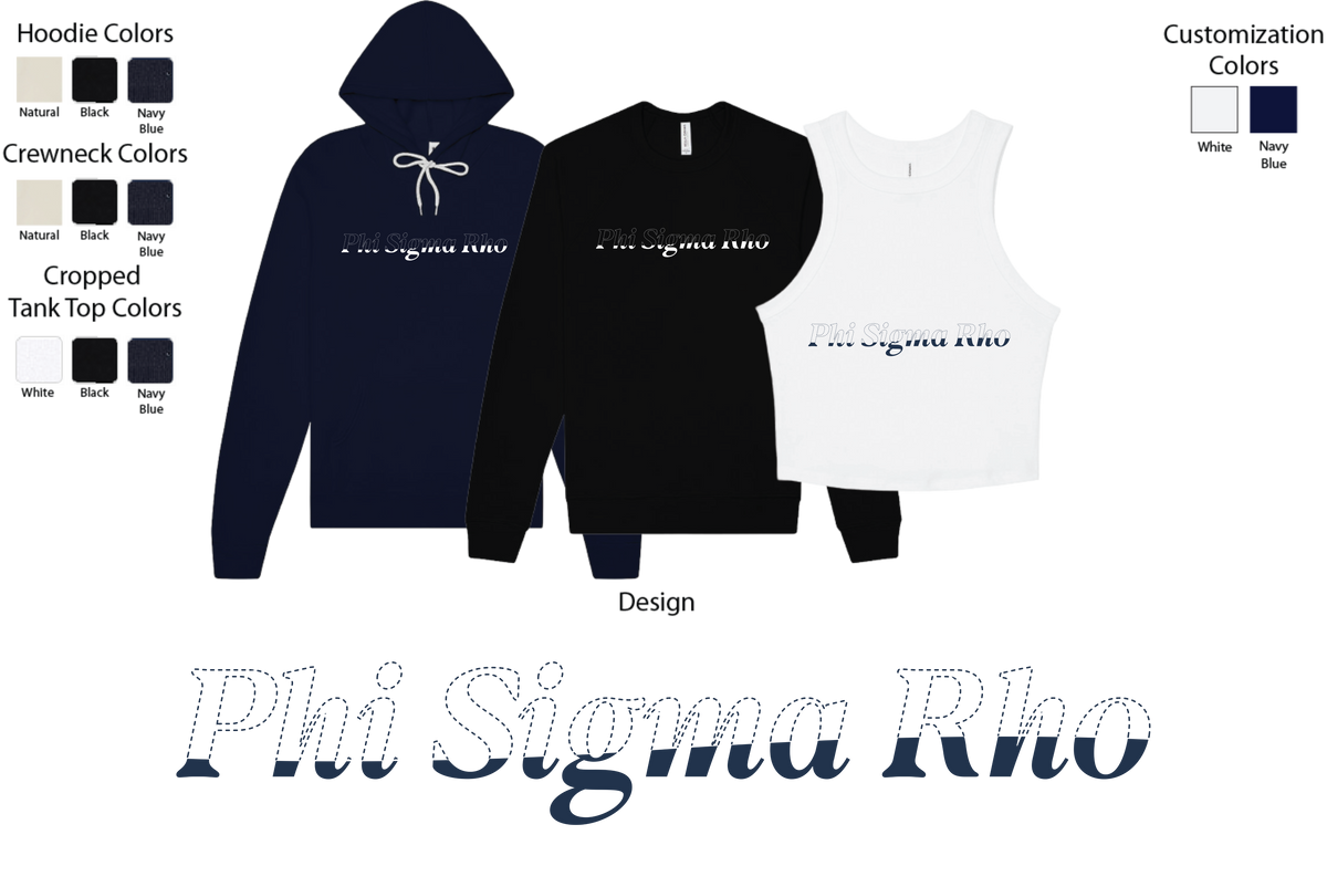 Phi Sigma Rho Stitched Outline Crewnecks