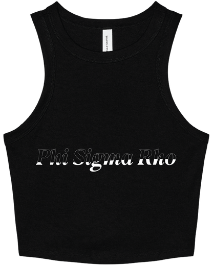 Phi Sigma Rho Stitched Outline Cropped Tanks
