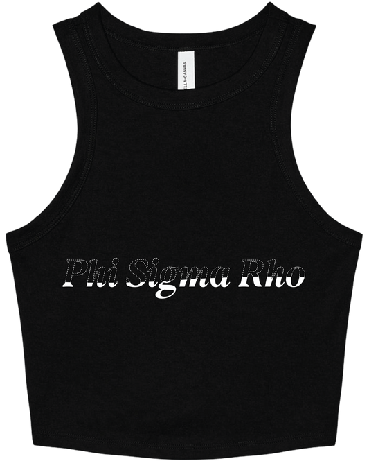 Phi Sigma Rho Stitched Outline Cropped Tanks