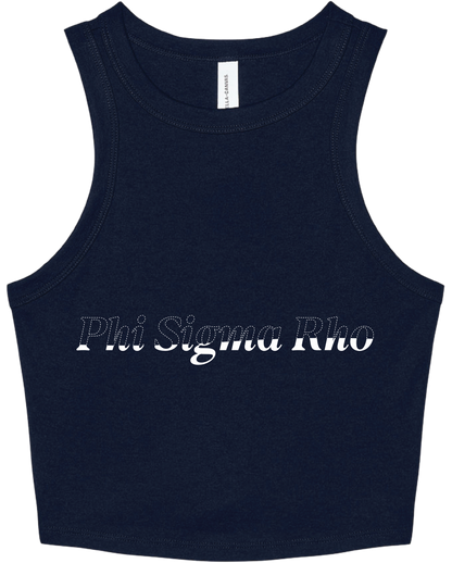Phi Sigma Rho Stitched Outline Cropped Tanks