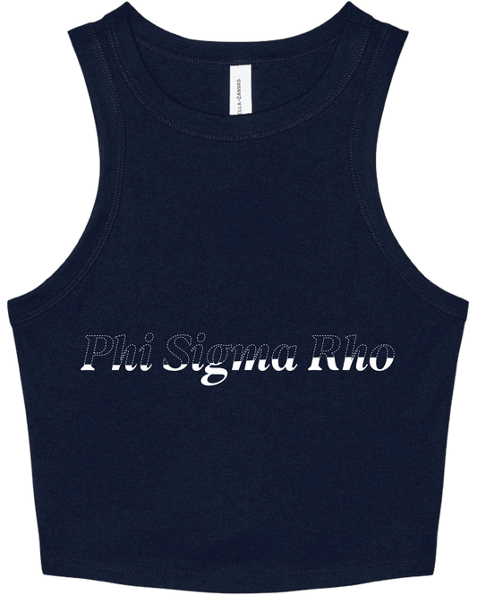 Phi Sigma Rho Stitched Outline Cropped Tanks