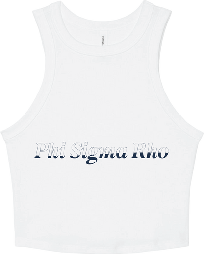 Phi Sigma Rho Stitched Outline Cropped Tanks