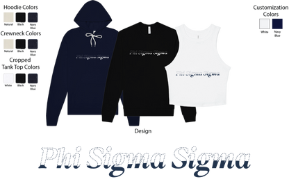 Phi Sigma Sigma Stitched Outline Crewnecks