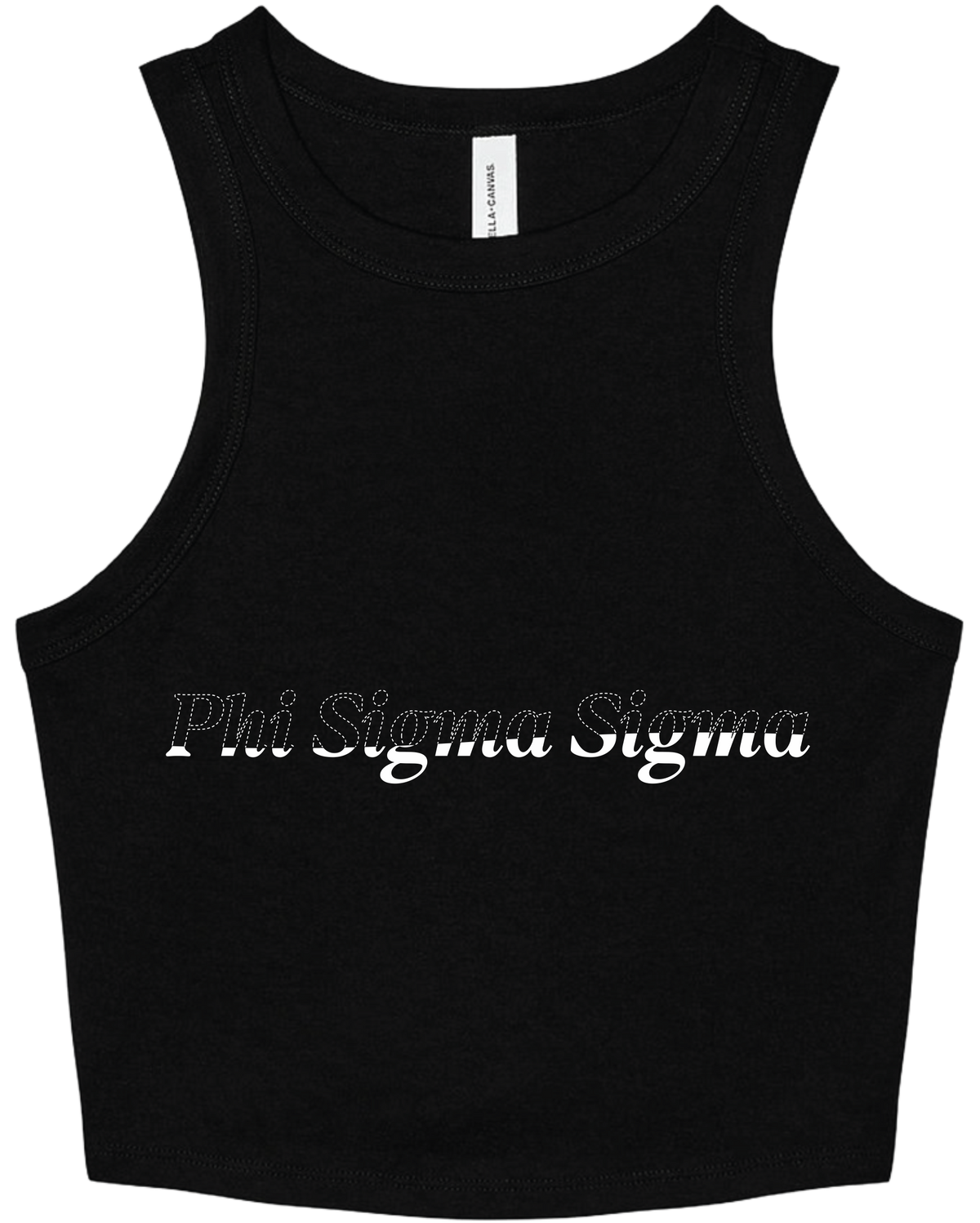 Phi Sigma Sigma Stitched Outline Cropped Tanks