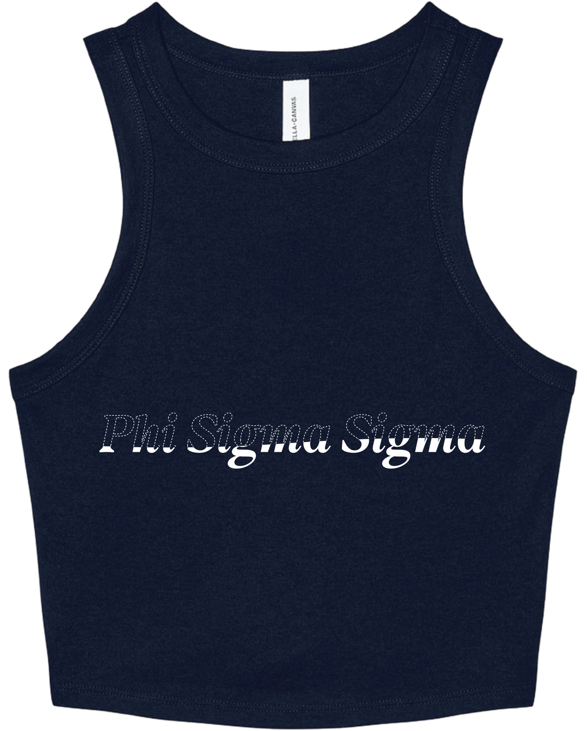 Phi Sigma Sigma Stitched Outline Cropped Tanks