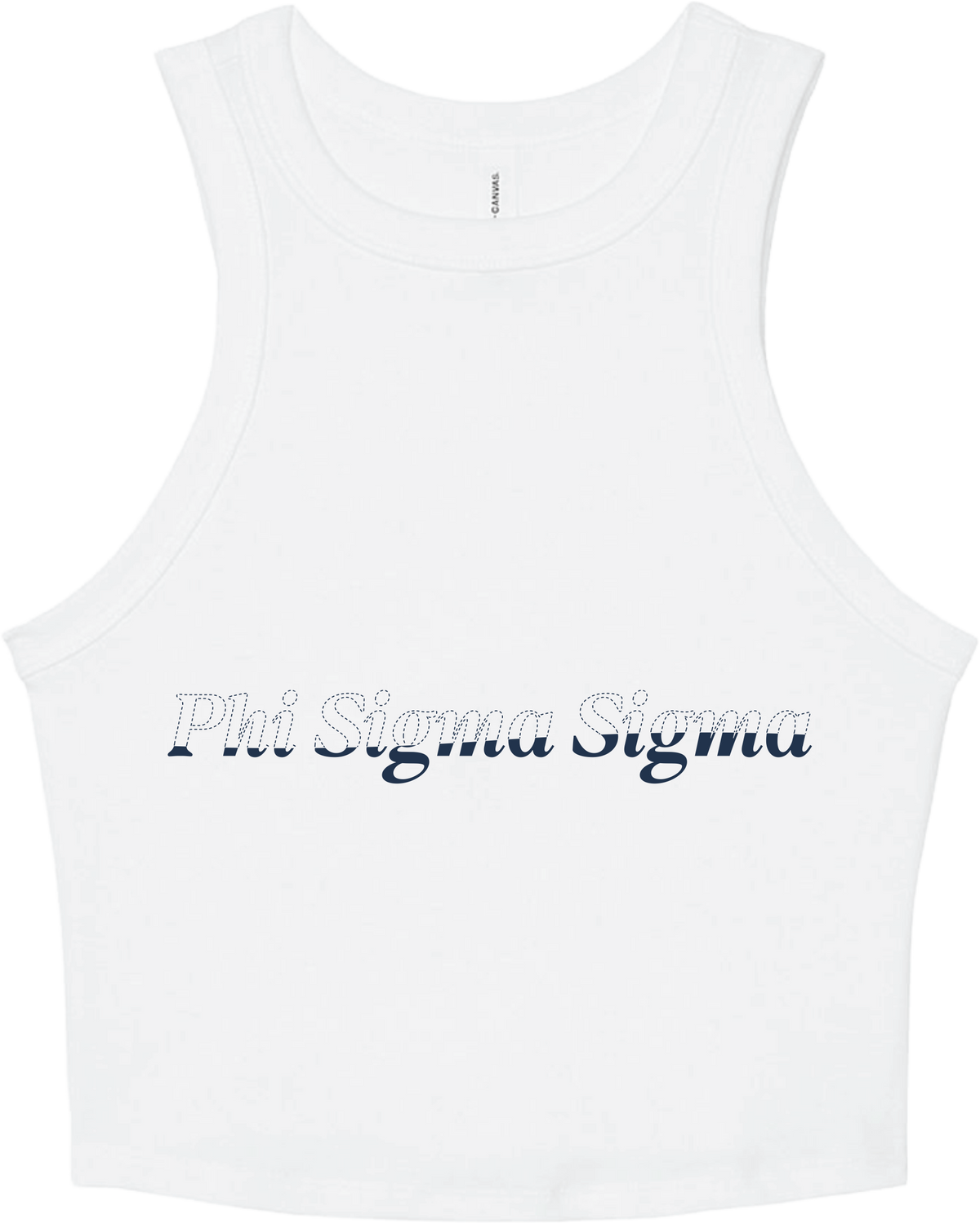 Phi Sigma Sigma Stitched Outline Cropped Tanks