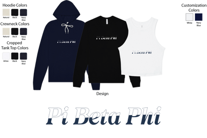 Pi Beta Phi Stitched Outline Hoodies