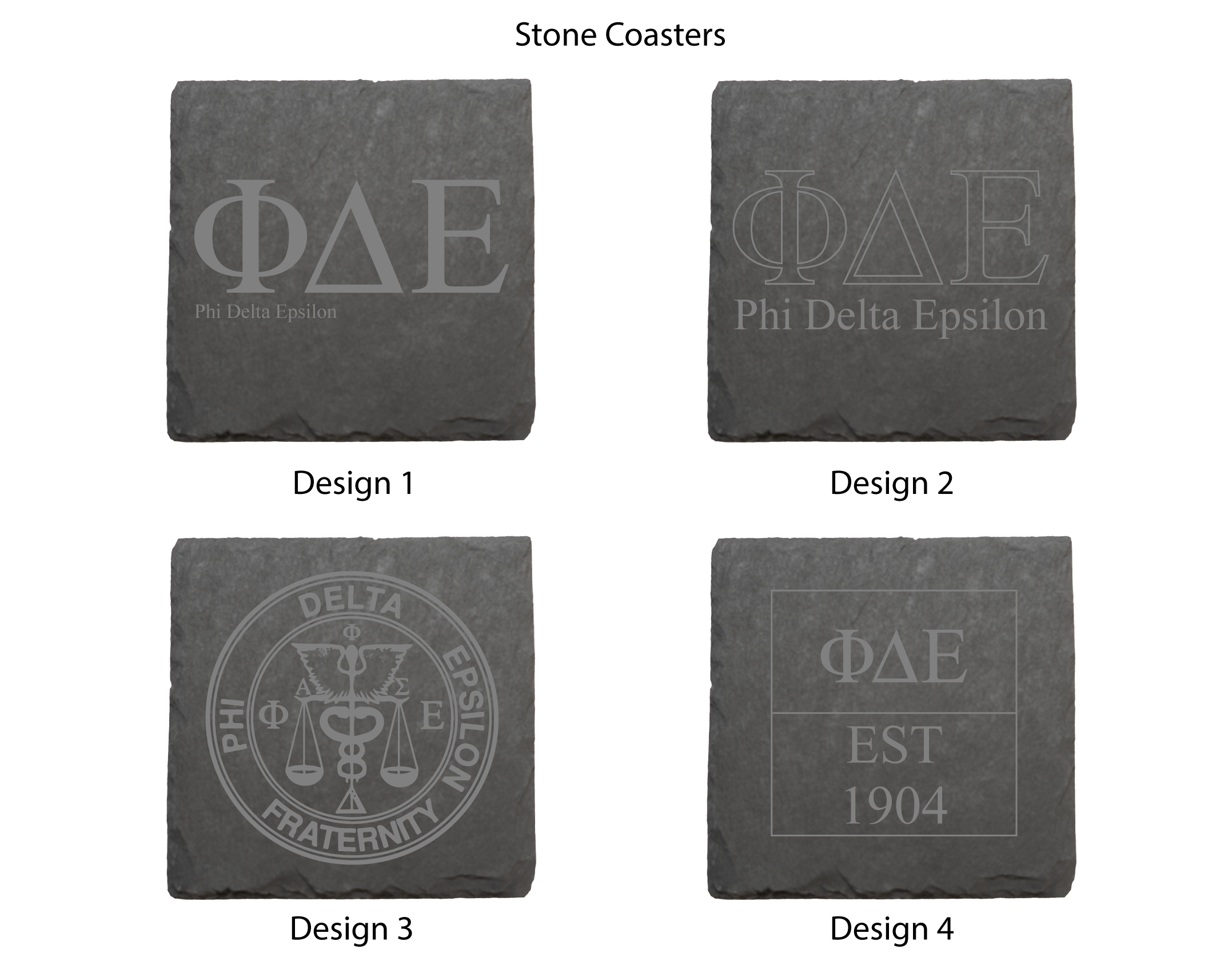 Phi Delta Epsilon Stone Coasters - 4-Pack