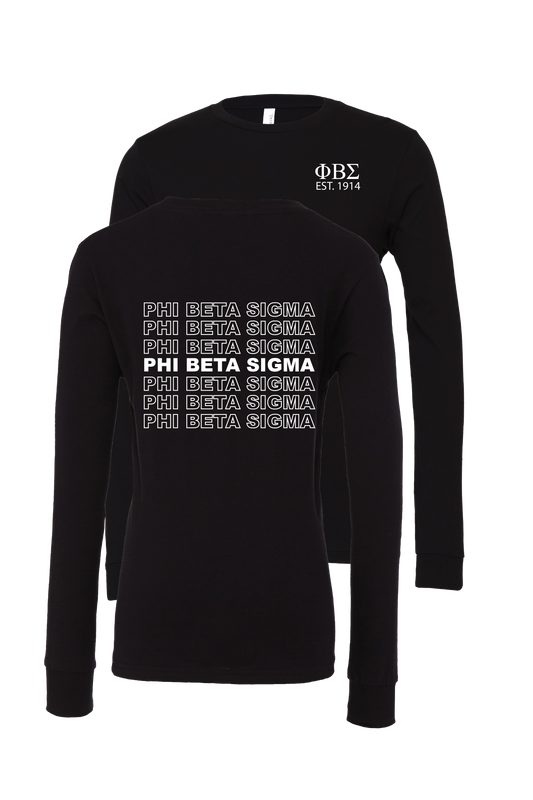 Phi Beta Sigma Repeating Name Long Sleeve T-Shirts