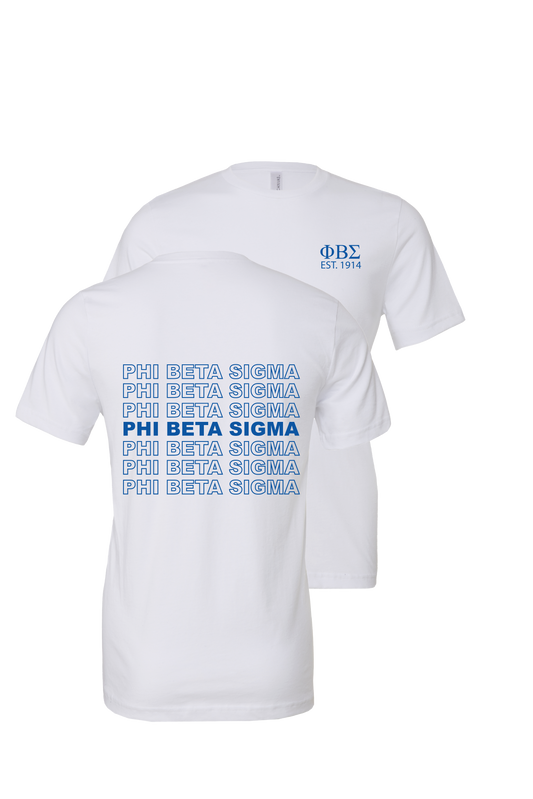 Phi Beta Sigma Repeating Name Short Sleeve T-Shirts