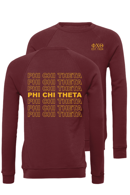 Phi Chi Theta Repeating Name Crewneck Sweatshirts