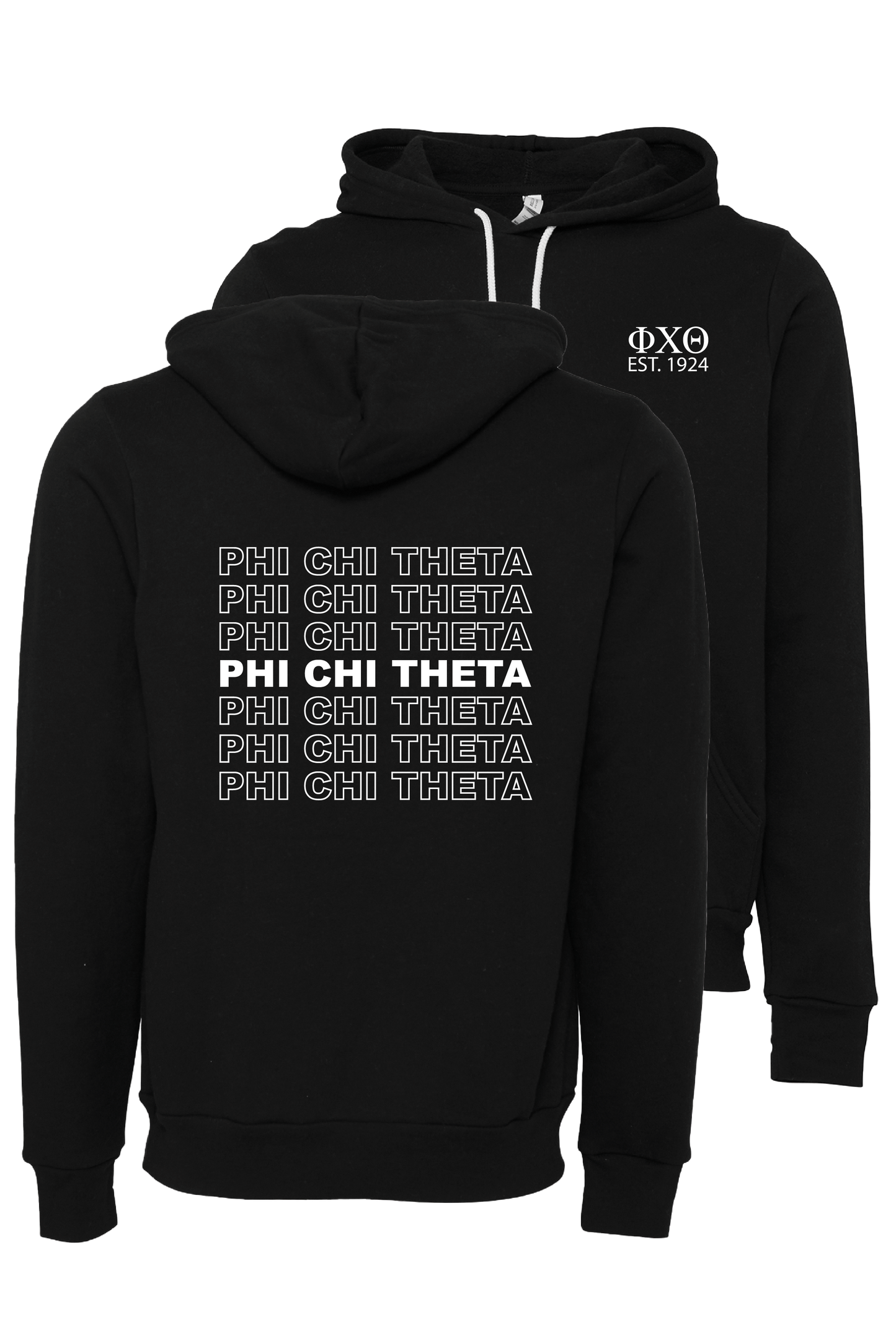 Phi Chi Theta Repeating Name Hooded Sweatshirts