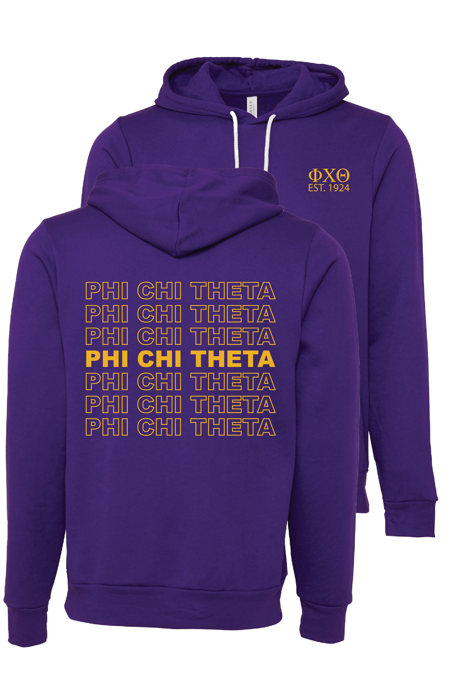 Phi Chi Theta Repeating Name Hooded Sweatshirts