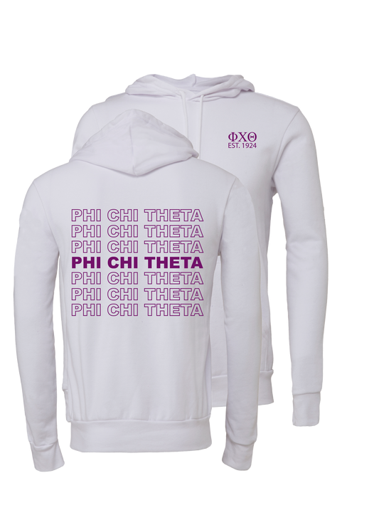 Phi Chi Theta Repeating Name Hooded Sweatshirts