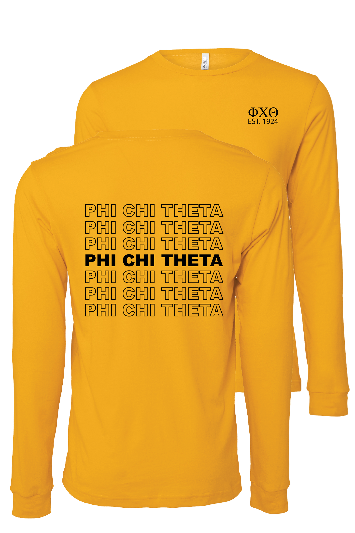 Phi Chi Theta Repeating Name Long Sleeve T-Shirts