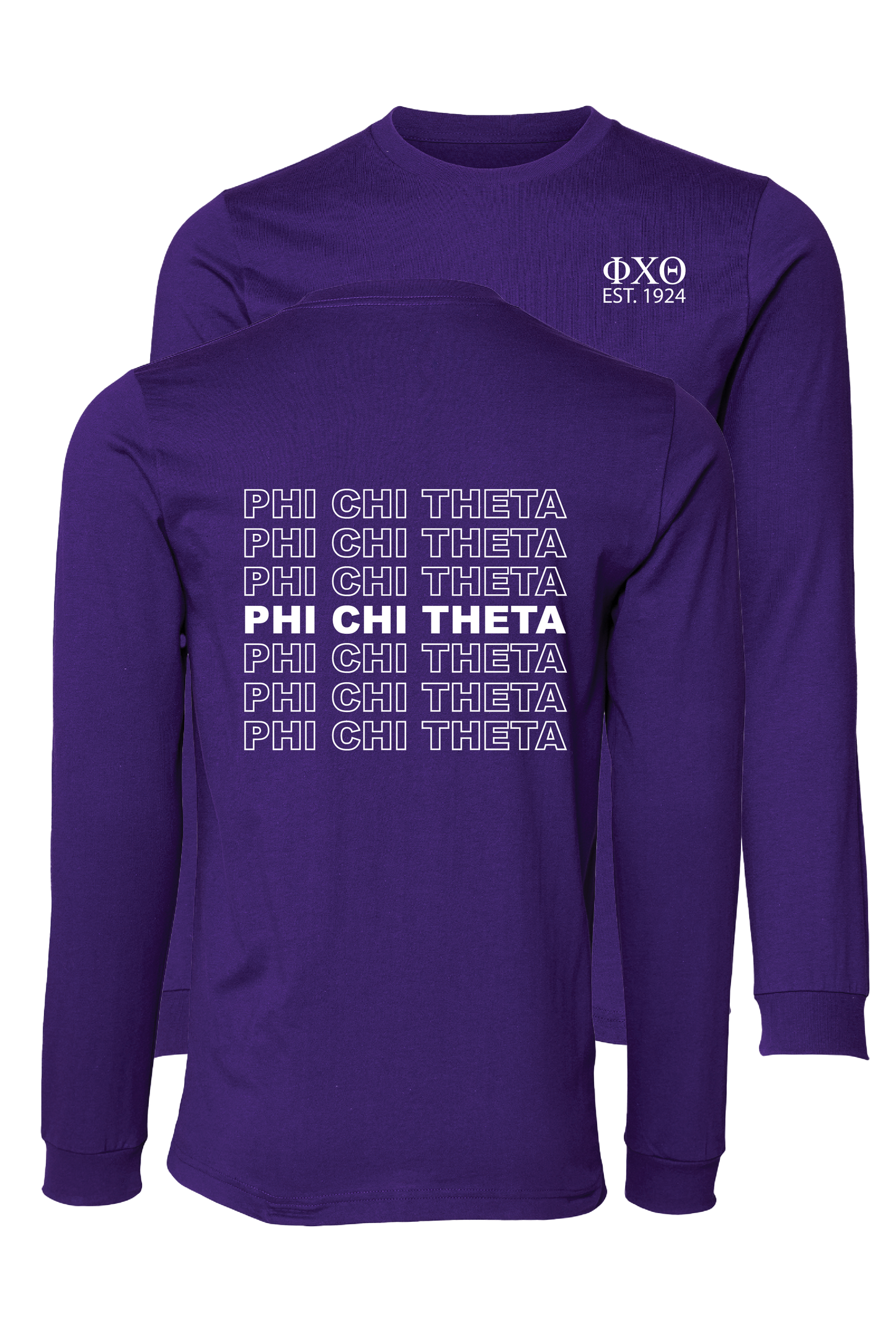 Phi Chi Theta Repeating Name Long Sleeve T-Shirts