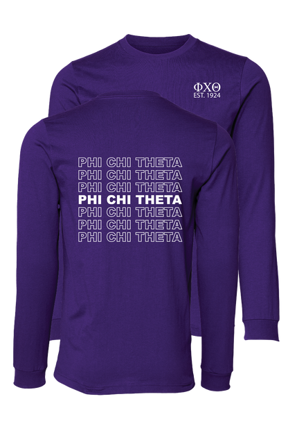 Phi Chi Theta Repeating Name Long Sleeve T-Shirts