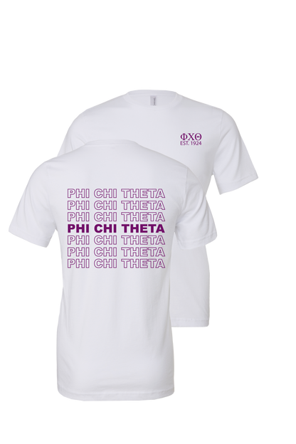 Phi Chi Theta Repeating Name Short Sleeve T-Shirts