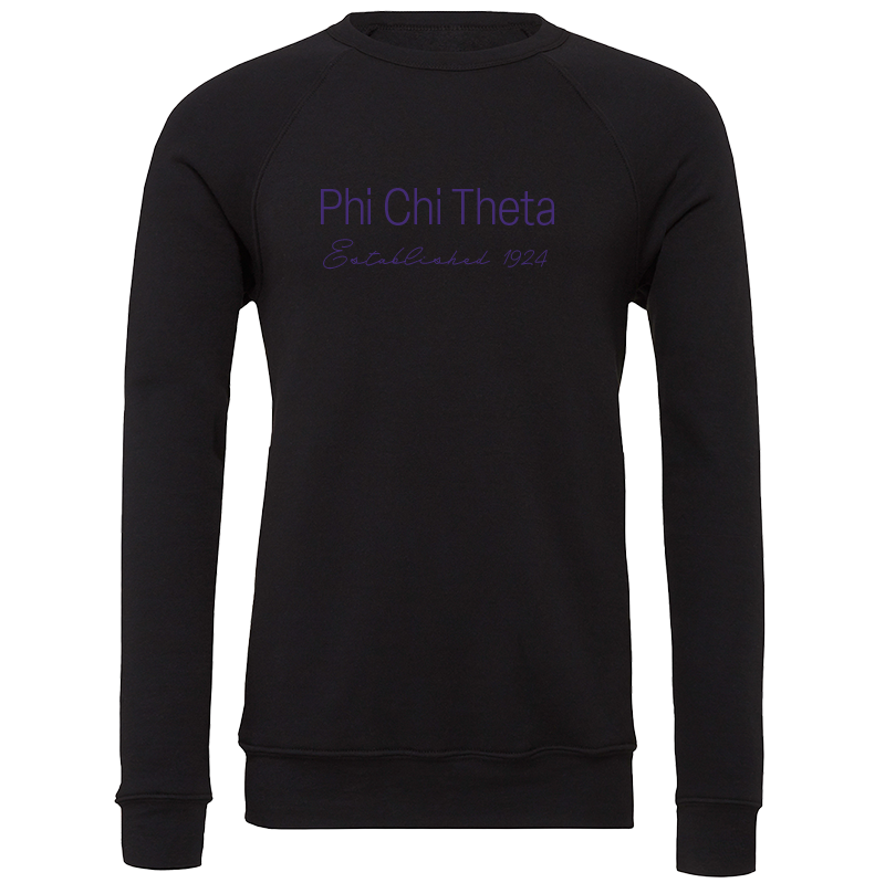 Phi Chi Theta Embroidered Printed Name Crewneck Sweatshirts
