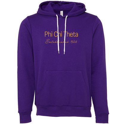 Phi Chi Theta Embroidered Printed Name Hooded Sweatshirts