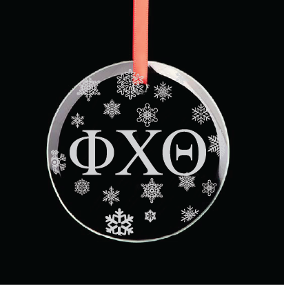 Phi Chi Theta Round Multi-Snowflake Ornament