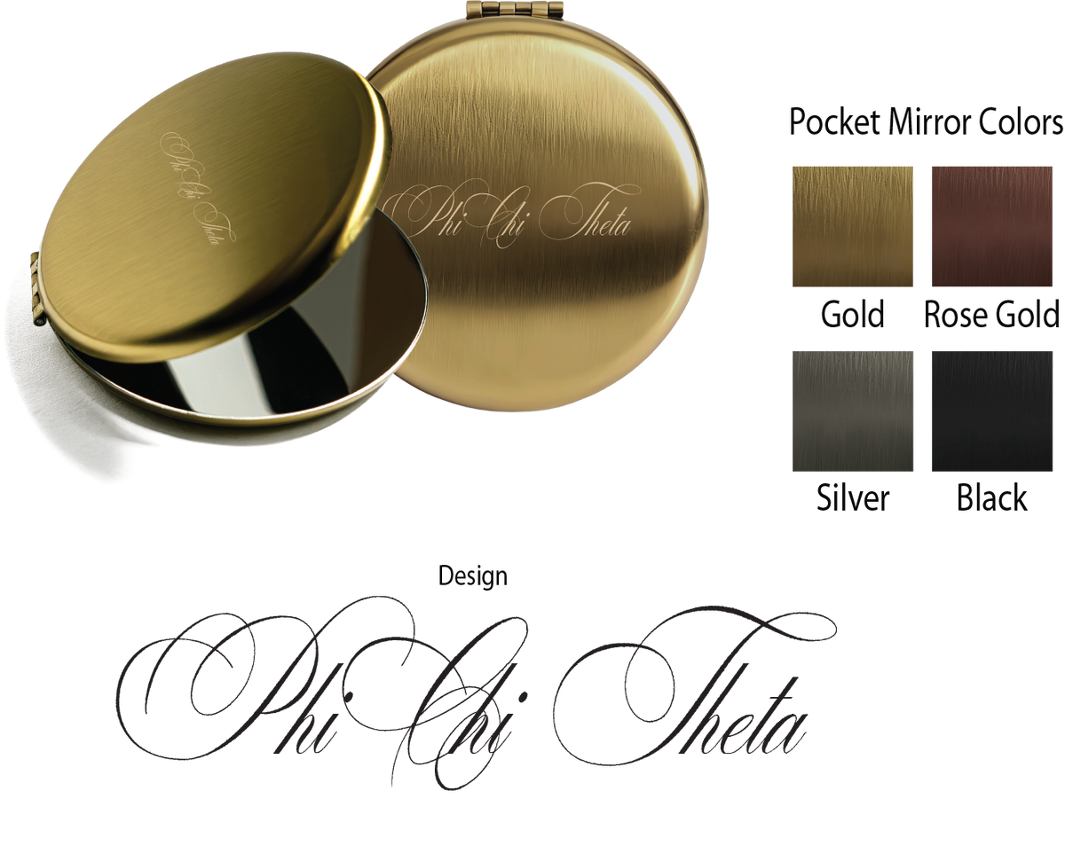 Phi Chi Theta Script Pocket Mirrors